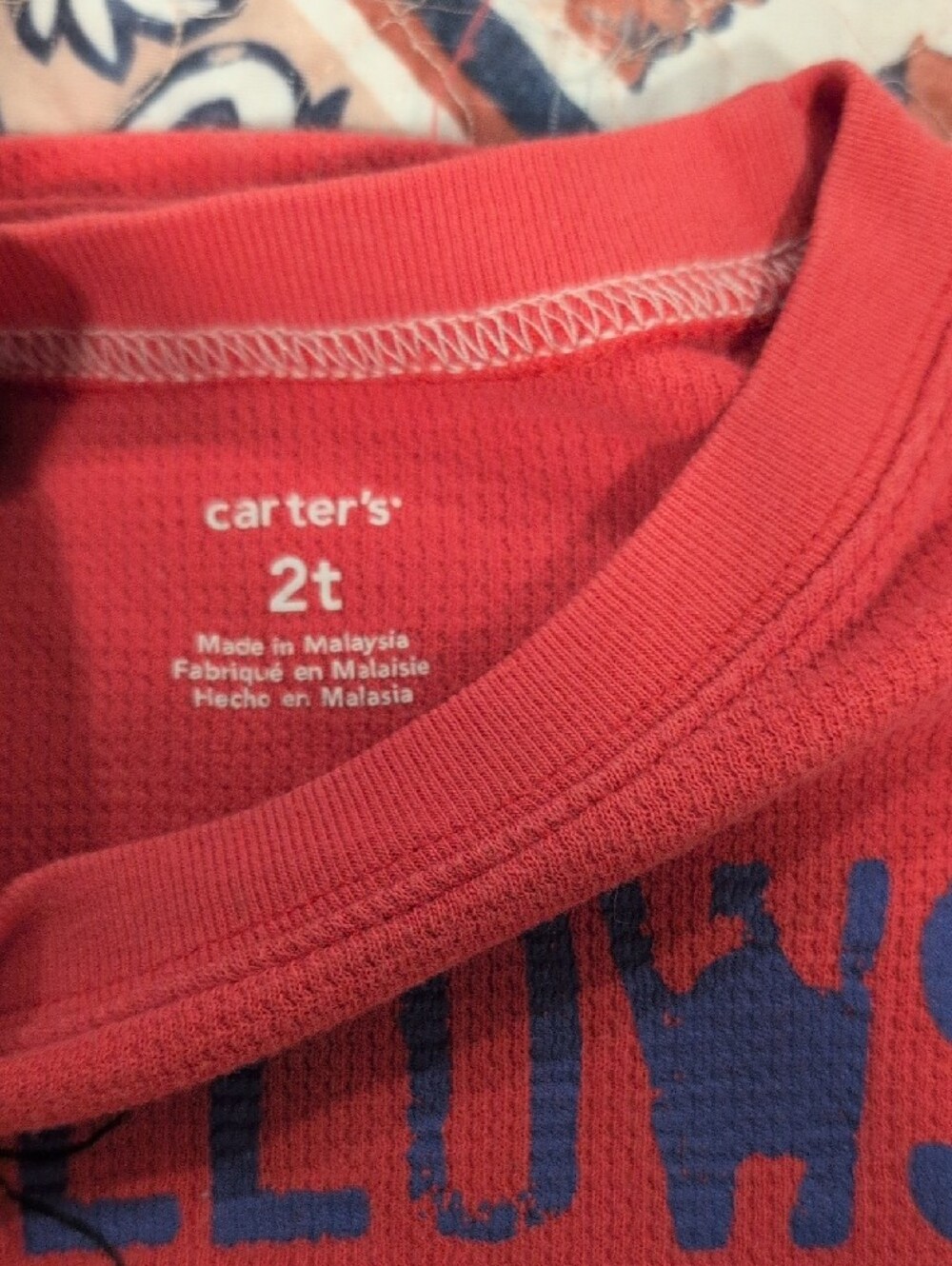 Two Long Sleeve 2T Boy Shirts. Red Thermal Pullover with Blue Graphic Old Navy - Picture 4 of 8